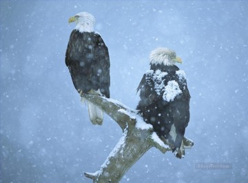 動物 Painting - 雪の中のワシ鳥